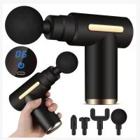 Pistola de masaje eléctrico, masajeador Facial de tejido profundo, 4 cabezales, relajación muscular - details 3