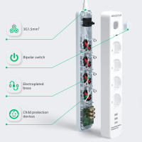 Aigostar Regleta alargador de 4 enchufes con cable de 1.5/3/5 metros e interruptor de 3 USB - details 5