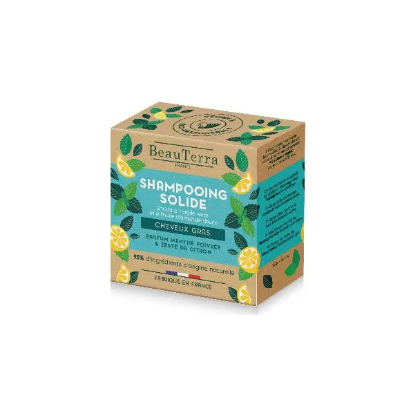 BEAUTERRA CHAMPU SOLIDO cabellos grasos  a la menta 94% ingredientes naturales - 1