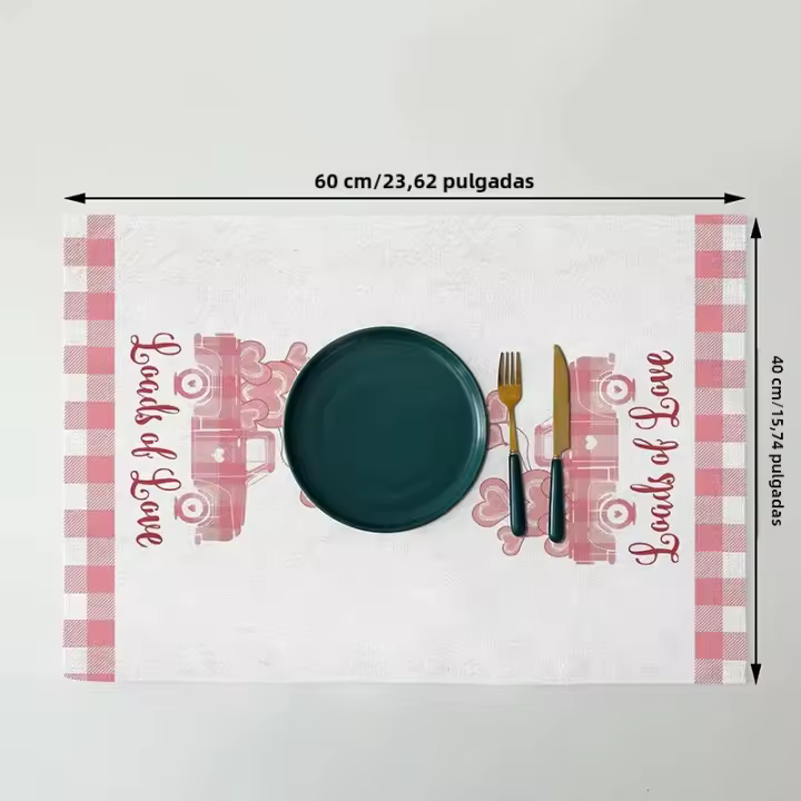 Toallas De Cocina Para Día De San Valentín 2 Piezas Cuadros Rosa Y Blanco 40*60cm Corazones Impresión Camión Amor Toallas De Té Adecuadas Para Cocinar - 1