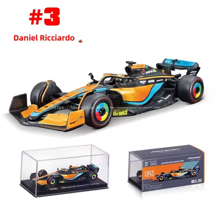 Bburago 1:43 Coche De Juguete De Aleación 2022 Lando Norris McLaren F1 Team MCL36 Daniel Ricciardo Modelo Super Formula Die Cast - 1