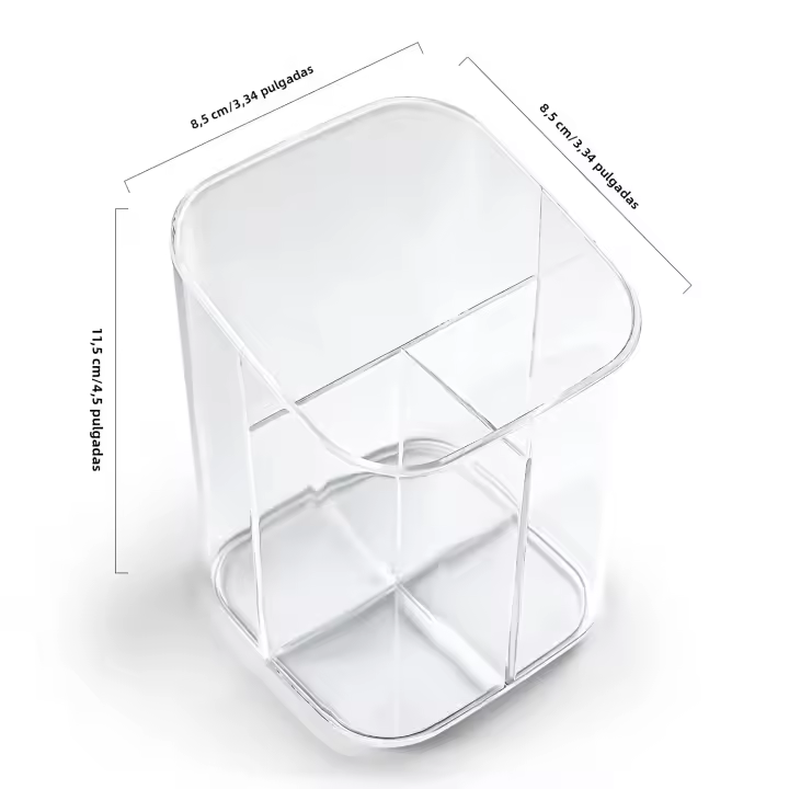Organizador De Pinceles Para Uñas Transparente De Acrílico Con 3 Grillas Estilo Simple Soporte Para Maquillaje Y Almacenamiento De Lápices De Ojos - 1