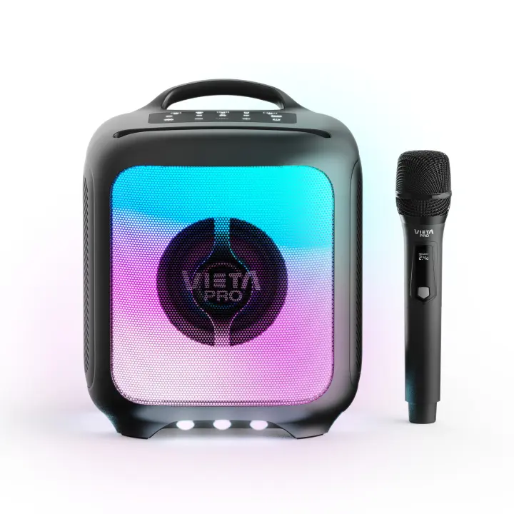 Vieta Pro Altavoz Bluetooth Karaoke de 100W Party 55 de Sonido Potente con luces RGB, micrófono, control remoto. Batería hasta 9h y conexiones micro USB, USB-C y microSD. Altavoz TWS con sonido estéreo nítido y nítido y envolvente - 1
