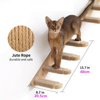 Escalera De Madera Y Algodón Para Gatos Montada En La Pared Con Pasos Para Jugar Y Dormir Mobiliario Para Mascotas Internas Con Rascador - details 3
