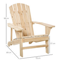 Outsunny Silla Adirondack de Madera Silla de Jardín con Asiento Extra Ancho Carga 150 kg para Patio Terraza Balcón 78x89x88 cm - details 2