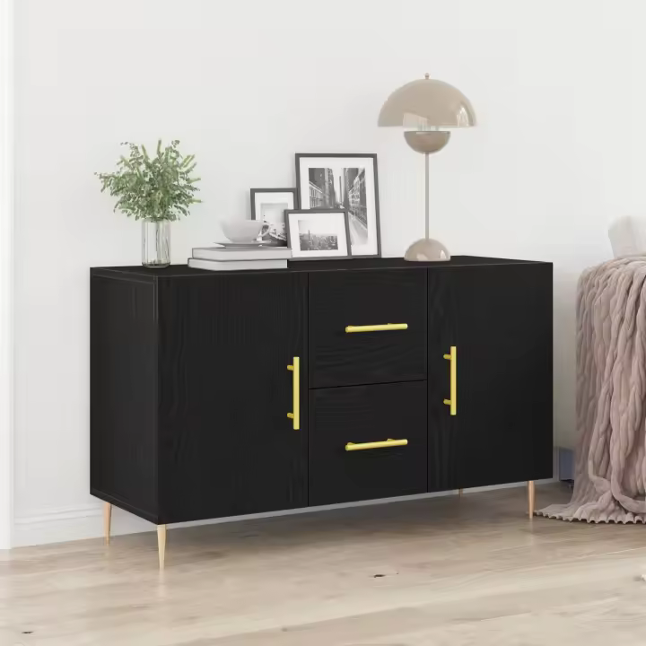 vidaXL Consola Negra de Roble 100x36x60 cm en Madera Ingeniería - 1