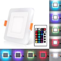 Panel De Techo LED Recubierto RGB Con Control Remoto 6W/9W/16W/24W Redondo/Cuadrado Luz De Bajo Con Driver AC85-265V Para Foyer - details 6