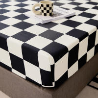 Sábana Ajustable Reina Talla Con Banda Elástica Cubierta De Mátress Negro Y Blanco Sábana De Alta Calidad Sábana Tat 40TC Plaid - details 3