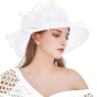 Sombrero De Boda KY Derby Ancho Con Red De Flores Para Novia Decoración De Iglesia Salida De Verano Para Niñas Sombrilla De Sombra - details 1