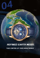 Reloj Mecánico SEAKOSS Para Hombre Con Movimiento Automático Y Resistencia Al Agua Rotación De La Tierra Doble 3D Cuero Acero Inoxidable - details 5