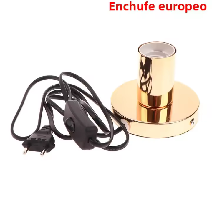 Soporte De Mesa De Luces Nocturnas Con Cabeza De Lámpara Y Encaje E27 Metal Pulido Base De Lámpara Decorativa 1.5M - 1