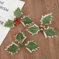 10pcs Berries De Holle Artificiales Con Hojas Para Decoración De Navidad Artesanías De Wreath Para Casa Adornos De Árbol De Navidad Regalo De Año Nuevo - details 5