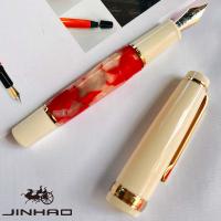 Bolígrafo De Tinta Jinhao 82 Mini En Acrílico Con Nib De Iridium Medio Y Convertidor De Tinta Azul Mar Adelante Corto Bolígrafo De Billetera Para Viajes Con Acabado Dorado - details 0