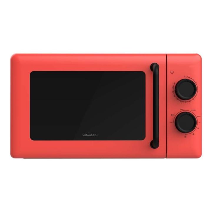 Cecotec Microondas Mecánico con Grill de 20L Proclean 3110 Rojo. 700W en 6 niveles y parrilla de 800W, modo de descongelación, señal de fin de cocción, lámpara interior, temporizador de 30 minutos, diseño en rojo