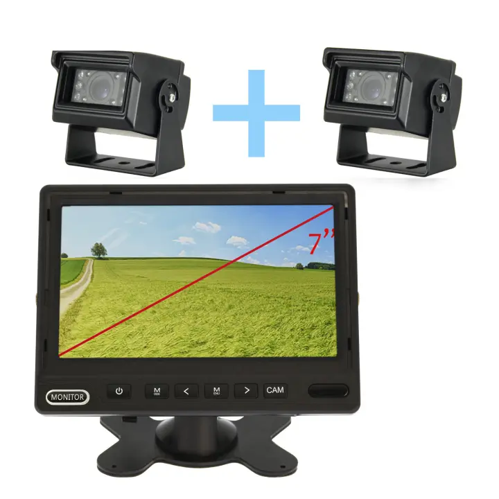 Kit de cámara de aparcamiento monitor AHD de 7" + 2 cámaras 1080P visión trasera Yatek - 1