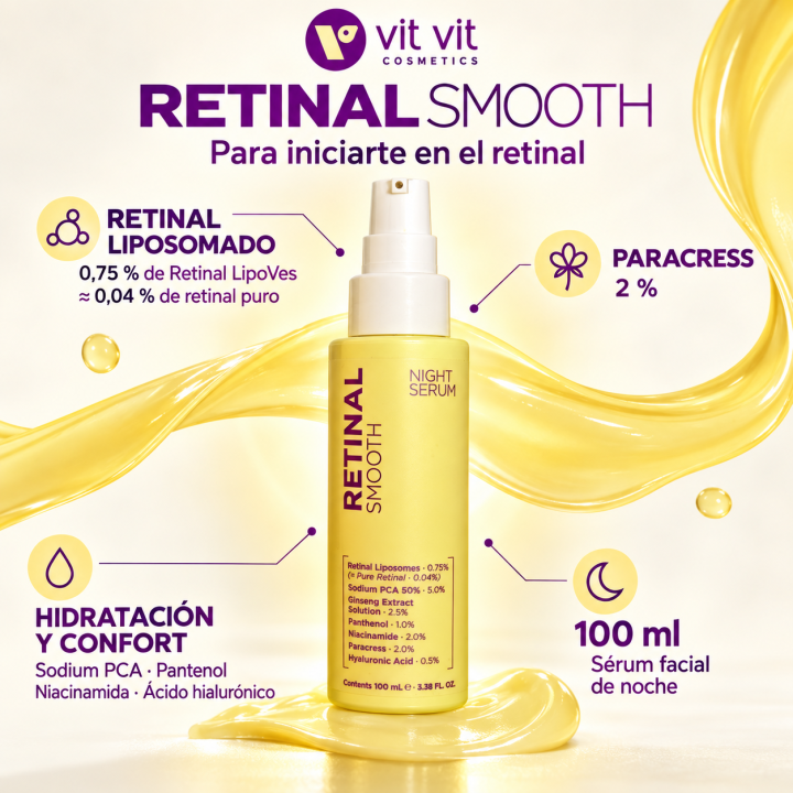 Retinal vit vit smooth facial serum with liposomal retinal and paracress 100 ml - diet esthetic