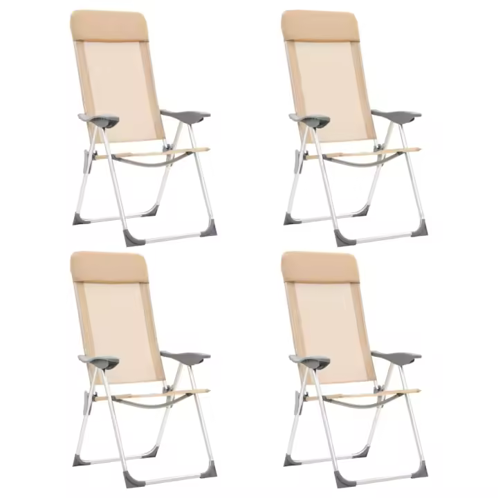 vidaXL 4x Sillas de Camping Plegables Aluminio Senderismo y Acampada Color Crema,  Gris,  Marrón y mas - 1