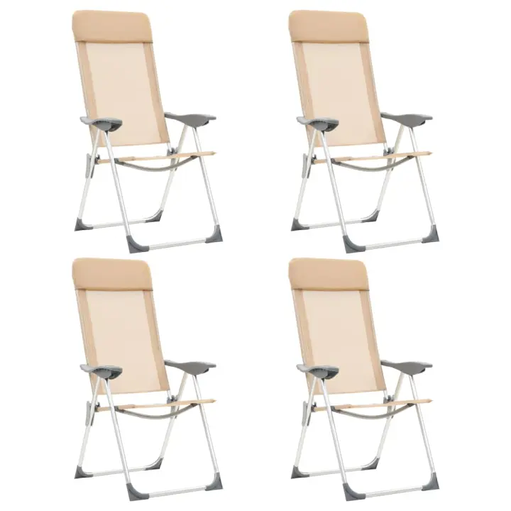 vidaXL 4x Sillas de Camping Plegables Aluminio Senderismo y Acampada Color Crema,  Gris,  Marrón y mas - 1
