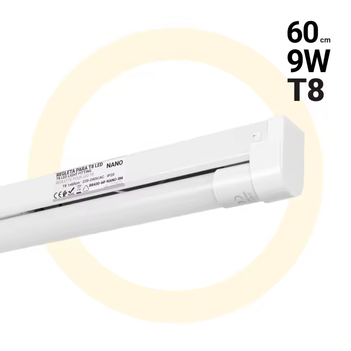 Barcelona LED Kit regleta portatubos + tubo LED T8 - 9W - 60cm - 1