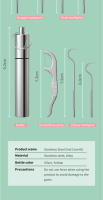 Varillas De Higienización Dental De Acero Inoxidable Palillos Para Dientes Con Hilo Reutilizable Y Duradero Herramienta De Limpieza Oral Para Adultos - details 14