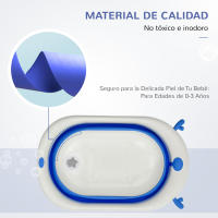 HOMCOM Bañera Plegable para Bebé Recién Nacido hasta 3 Años 81,5x50,5x23,5 cm con Tapón Termosensible Cojín y Almohadillas Antideslizantes - details 3
