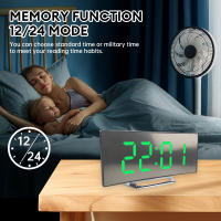 Reloj De Alarma Digital LED Con Espejo Pantalla Curva Para Estudiantes Dormitorio Sala De Estar Oficina Escuela Función De Sueño Temperatura - details 7