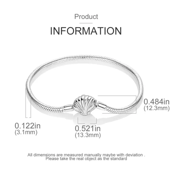 Pulsera original de Plata 925 bañada en Cobre con FORMA DE Estrella de Mar, Concha, COPO de Plata, Cadena Básica, Cuenta, hecha a mano, estilo europeo y Americano. - 1
