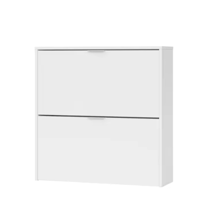 Meimon Zapatero modelo Mely 2 Puertas Abatibles en color blanco, Espacio para hasta 16 pares de zapatos, dimensiones Altura: 76 cm, Ancho: 75 cm, Profundidad: 22 cm., - 1