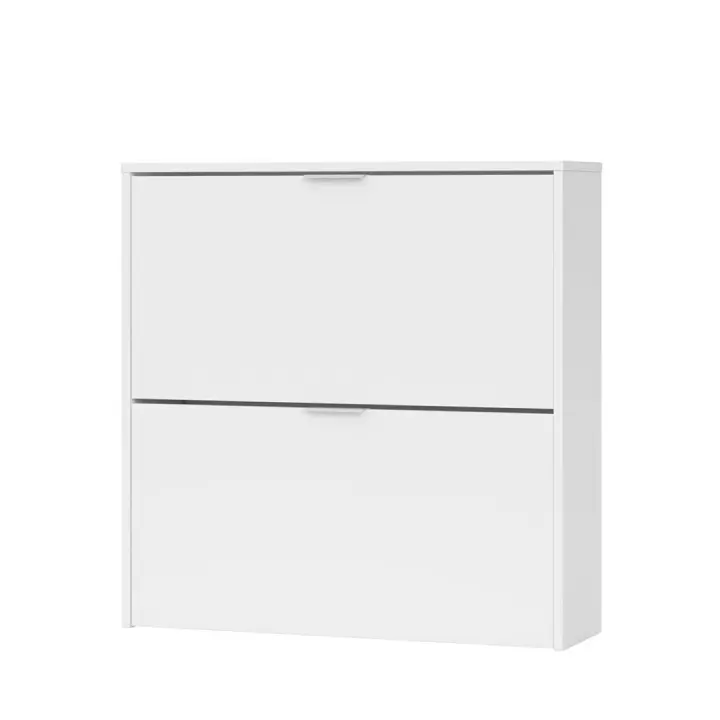 Meimon Zapatero modelo Mely 2 Puertas Abatibles en color blanco, Espacio para hasta 16 pares de zapatos, dimensiones Altura: 76 cm, Ancho: 75 cm, Profundidad: 22 cm., - 1