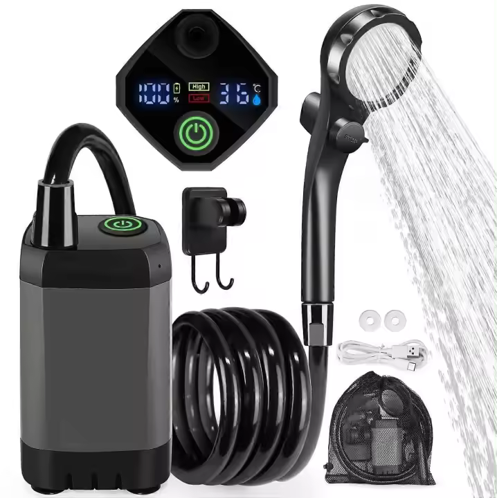 Portátil de camping ducha 6000mAh recargable eléctrico al aire libre lavado limpieza - 1