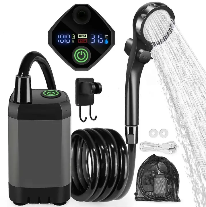 Portátil de camping ducha 6000mAh recargable eléctrico al aire libre lavado limpieza - 1
