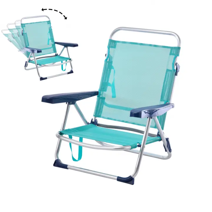 Sillas Playa Plegable Convertibles en Cama de Aluminio y Textileno 53x20x78cm con pieza tope antivuelco - 1