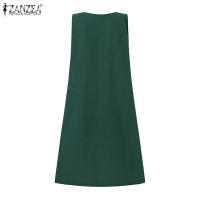 Vestido ZANZEA De Verano 2024 Sin Mangas Elegante Para Mujer Color Sólido Vestido De Playa Y Oficina Largo De Rodilla Estilo Casual - details 17