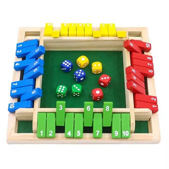 Juego De Dados Shut the Box En Madera Para 4 Jugadores Juego De Fiestas Y Bares Divertido Juego De Mesa Familiar Para Niños Y Adultos - 1