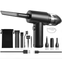 BIT Soplador de Polvo Eléctrico y Aspirador 2 en 1, Aire Comprimido Limpieza pc, 3 Velocidades, Mini Aspiradora de Mano, Luz Led,Bolsa y Accesorios.12000Pa Succión,Recargable y Portatil - details 0