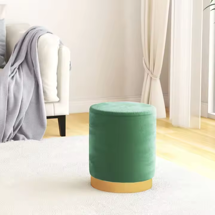 vidaXL Taburete con almacenaje redondo terciopelo azul claro - 1