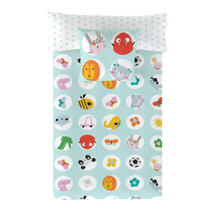 FUNDA NÓRDICA REVERSIBLE INFANTIL 100% ALGODÓN POINTS LR 2 COOL KIDS FABRICADO EN ESPAÑA - 1