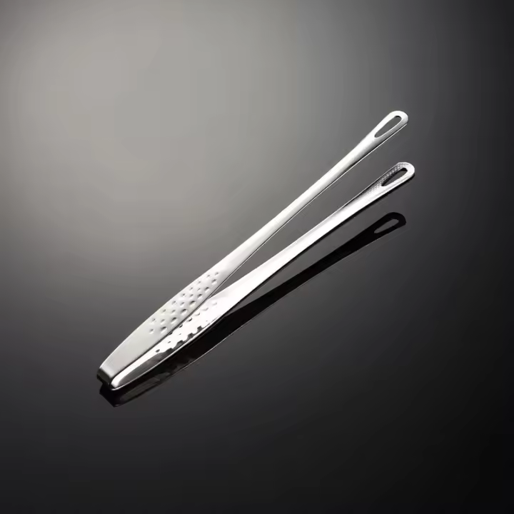 Pinza De Barbacoa Estilo Coreano En Acero Inoxidable Amarillo Y Plateado Clip Extendido Para Pan Herramienta De Cocina - 1