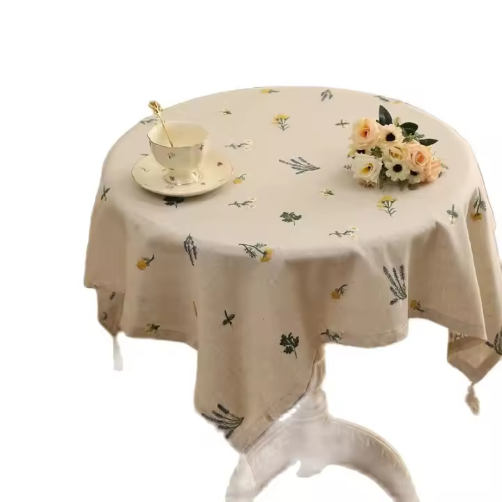 Mantel De Lino Con Bordado De Trigo Para Cocina Sala De Estar Mesa De Comedor Decoración De Fiesta Reutilizable Máquina Lavable Estilo Pastoral - 1
