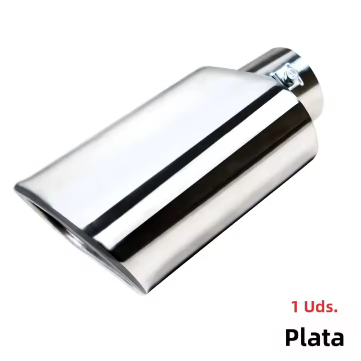 Tubo De Escape Rectangular Cromado De Acero Inoxidable 1/2Pcs Inlet 2.36" Outlet 5.5" Long Para Automóviles Accesorios De Coche - 1