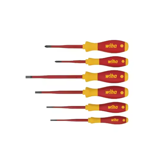 Wiha Juego de destornilladores SoftFinish® electric slimFix ranurados, Phillips, de 6 unid (35389) - 1