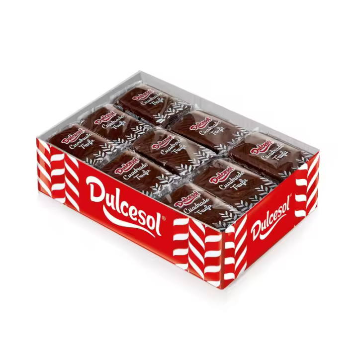 Cuadrados de Trufa y Chocolate Dulcesol - 36 Unidades - Envueltos Individualmente - Bizcocho Relleno de Trufa - Caja 2,7 kg - 1
