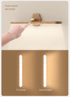 Lámpara De Noche LED De Madera Con Espejo Luz Frontal Recargable Portátil Magnética Para Pared Para Dormitorio Lámpara De Borde Táctil - details 4
