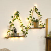 Estante Flotante De Madera Con Decoración De Hoja LED Para Decoración Del Habitáculo Estilo Bohemio Estante De Pared Para Sala De Estar - details 17