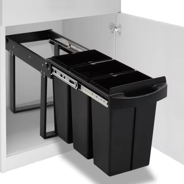 vidaXL Cubo de Basura Extraíble en Armario de Cocina Cierre Suave Papelera Dimensiones 48 x 34.3 x 35.1 cm/ 48 L, 51.8 x 26 x 41.3 cm/ 36 L - 1