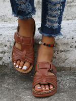 Sandalias De Tobillera Para Mujer 2023 Con Suela Antideslizante Y Plantilla Ortopédica Cremallera Superior De Cuero Genuino Estilo Retro Casual - details 10