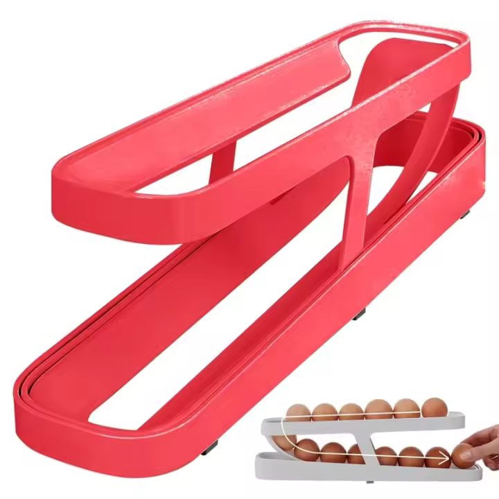 Organizador De Huevos Automático En Cajón Para Nevera Y Cocina Caja De Almacenamiento Con Rodillo Dispensador De Huevos Material Plástico Estilo Moderno - 1
