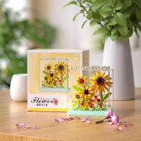 Bloques De Construcción Creativos Flower Dream Juego De Montaje Para Mesa Ornamento De Oficina Regalo De Flores Para Mujeres Bloques De Plástico ABS Tamaño Pequeño Compatible Con Lego - details 1
