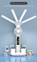 Lámpara De Mesa Recargable Para Estudio Con Ventilador Y Pantalla LED Luz De Lectura Sin Sombrilla Control Táctil Incluye Batería - details 0