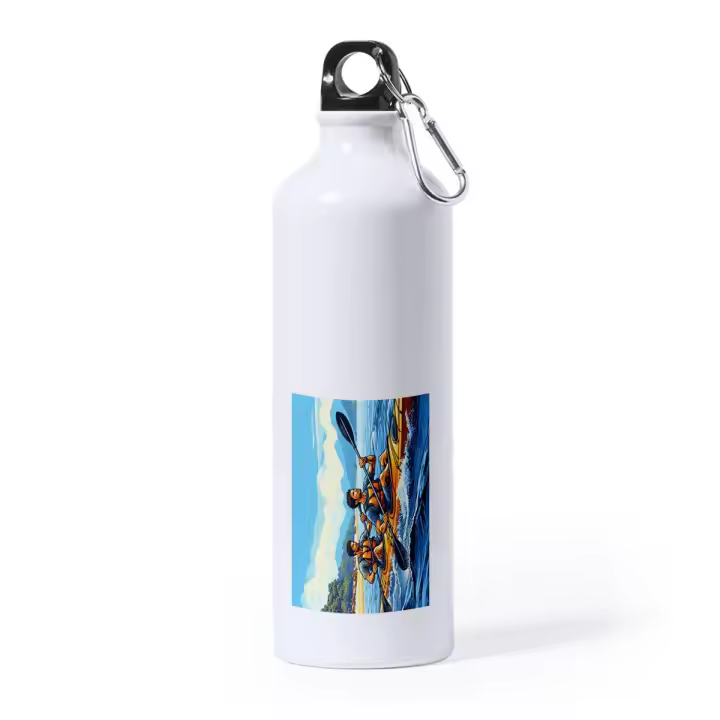 MERCHANDMANIA BIDON GRANDE 800 ML ACERO INOXIDABLE deporte playa kayak amigos isla tropical deporte deportivo con mosqueton botella - 1